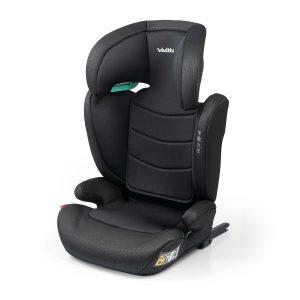 Silla de coche Bakan i-Fix de color negro con onectores Isofix y reposacabezas regulable en altura.