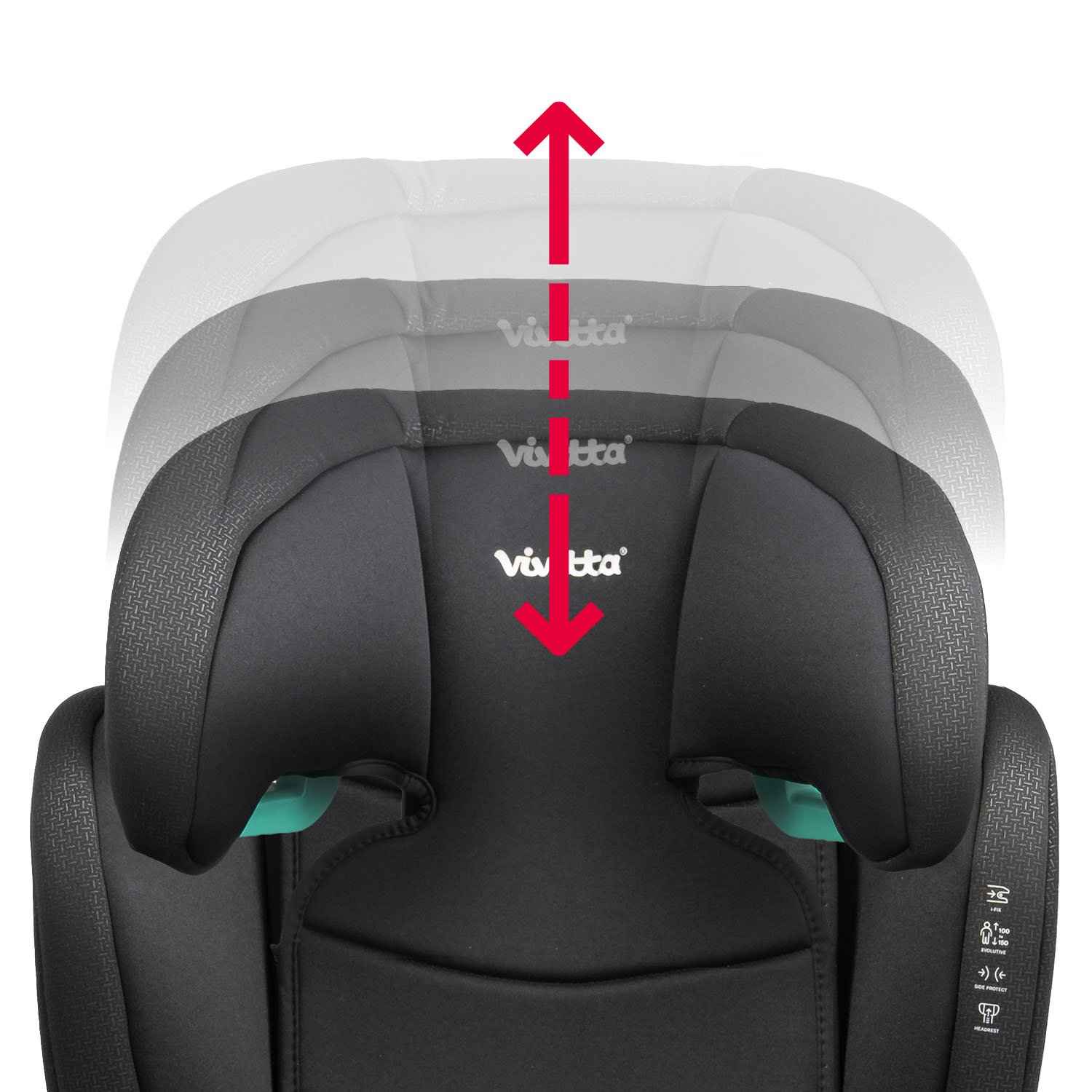 Silla de coche Bakan i-Fix. Su reposacabezas tiene 8 posiciones de altura.