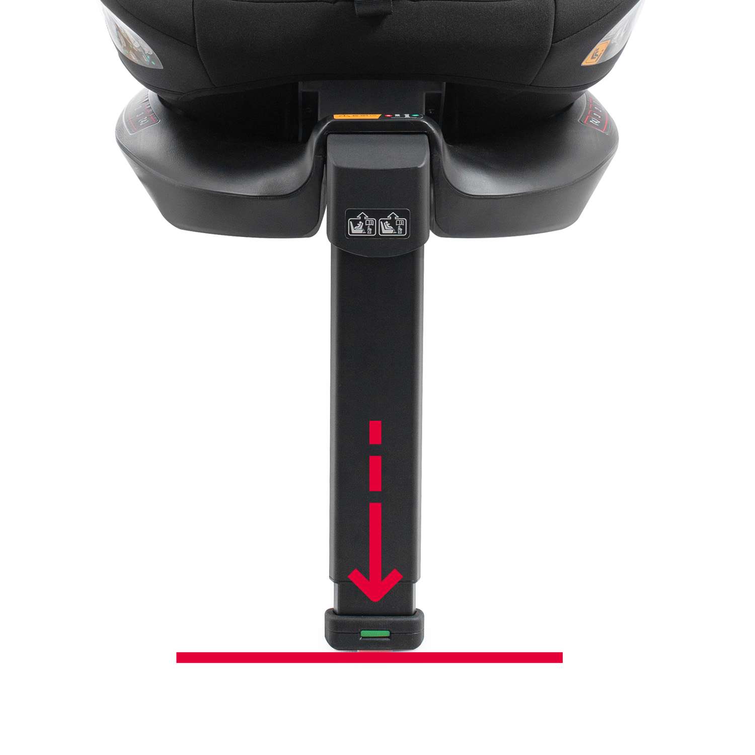 La pata de apoyo de la silla Jade i-Fix procura un apoyo firme que bloquea y retiene la silla.