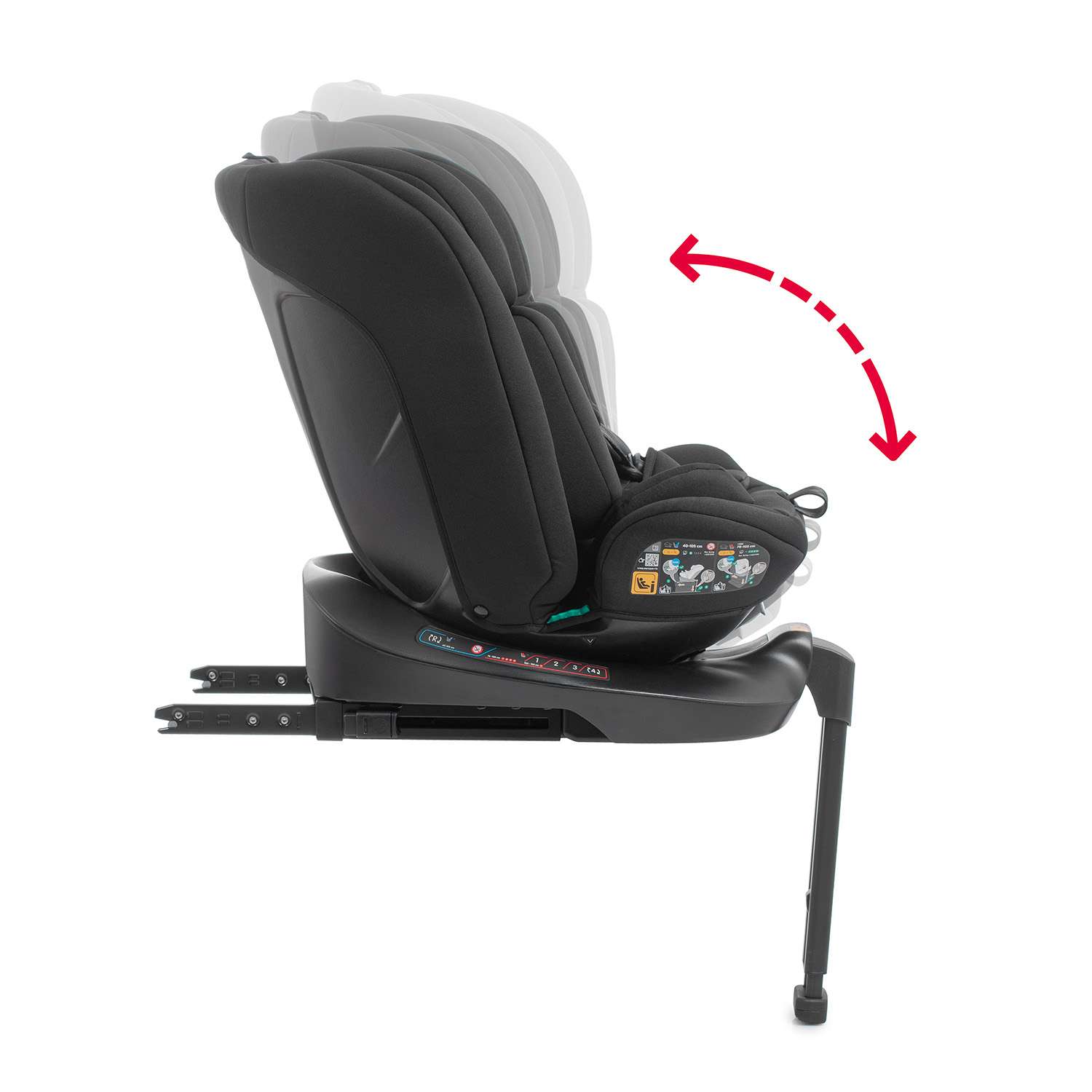 La silla de coche Jade i-fix se reclina en dirección a la marcha.