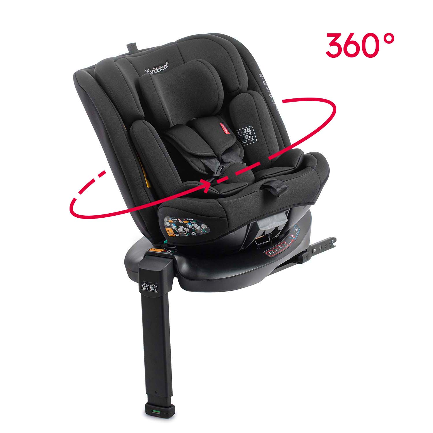 El sistema de giro de la silla de coche Jade i-Fix permite sentar y recoger más cómodamente al niño de la silla.