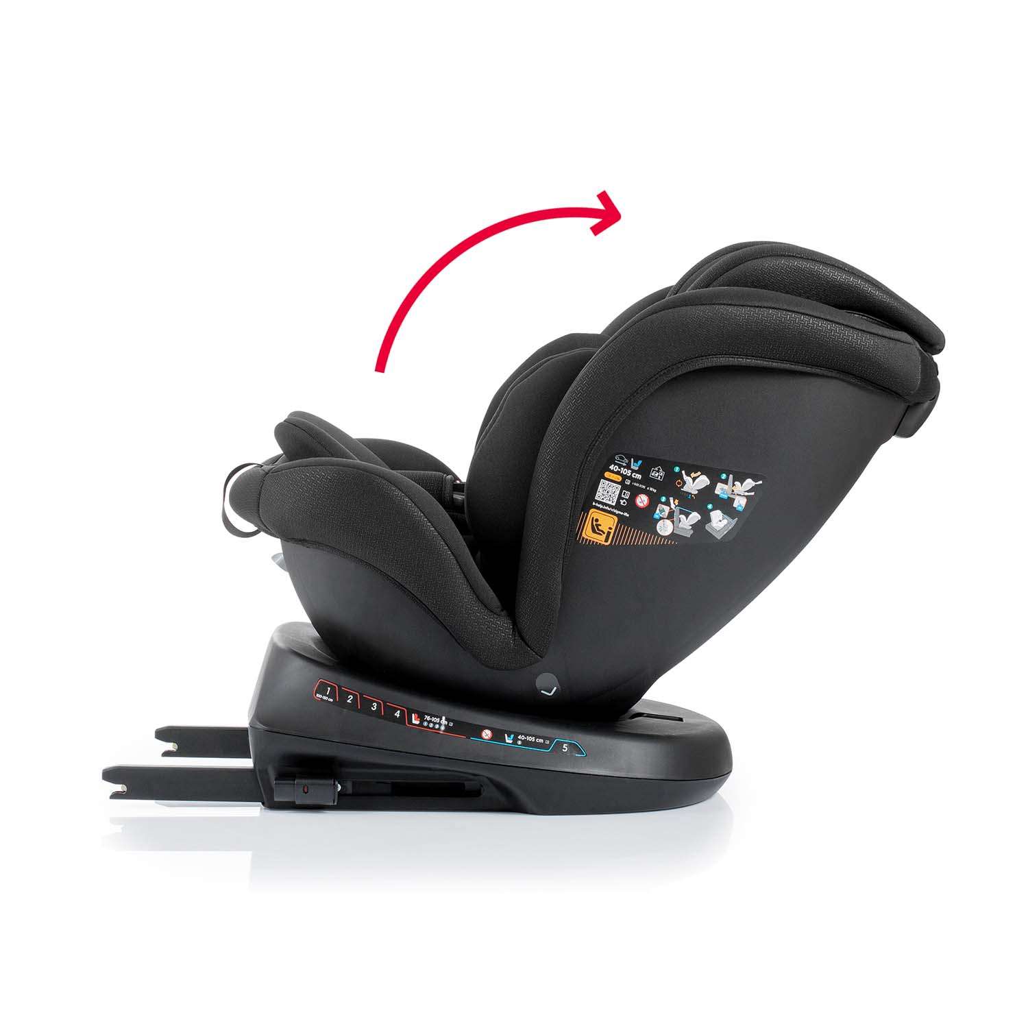 La silla de coche Sigma i-Fix se reclina para que el niños viaje más cómodo.
